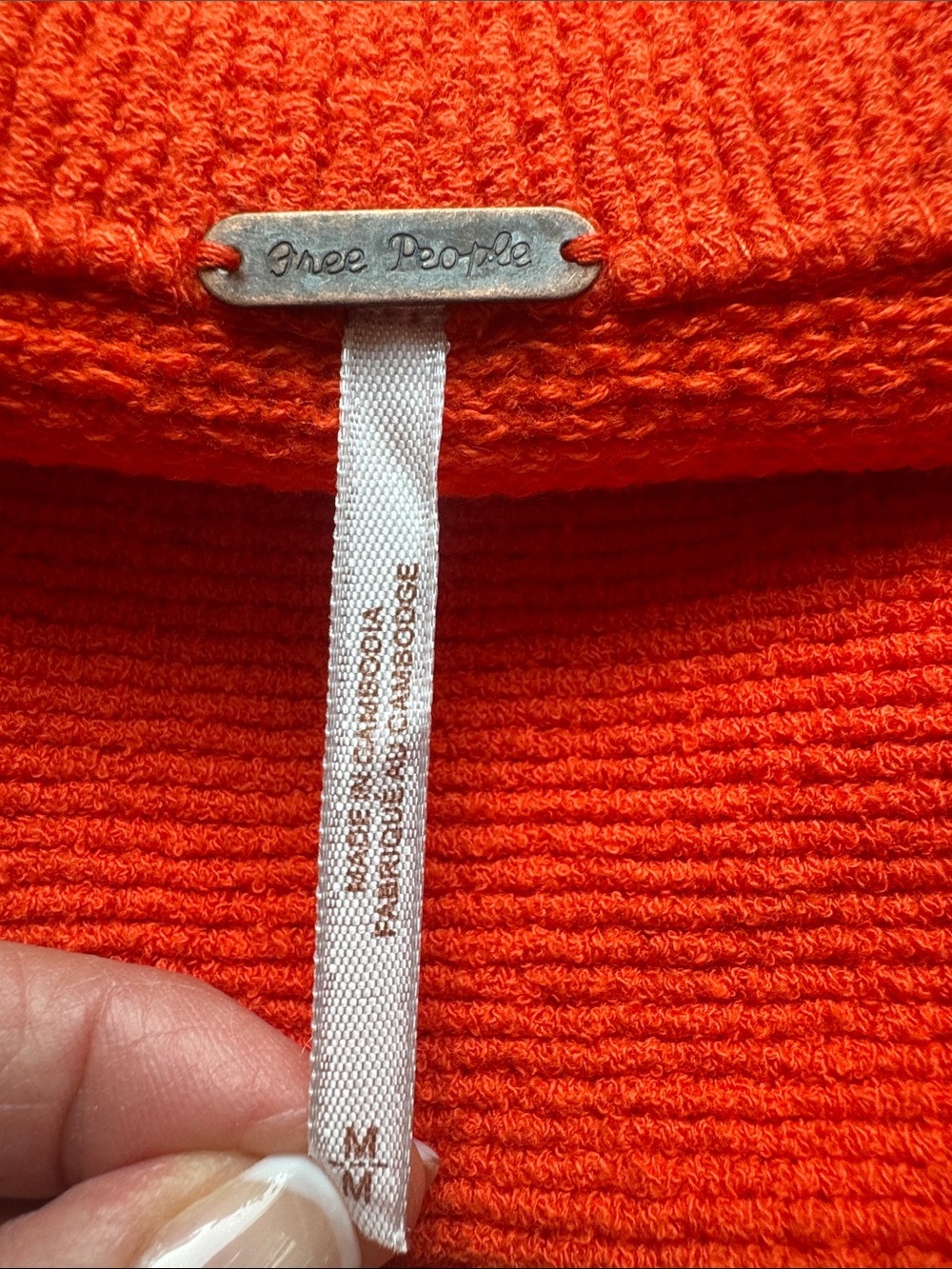 FREE PEOPLE AUDACIOUS OTTOMAN SLOUCHY RIBBED TUNIC SWEATER Womens M Orange cozy - Picture 13 of 16